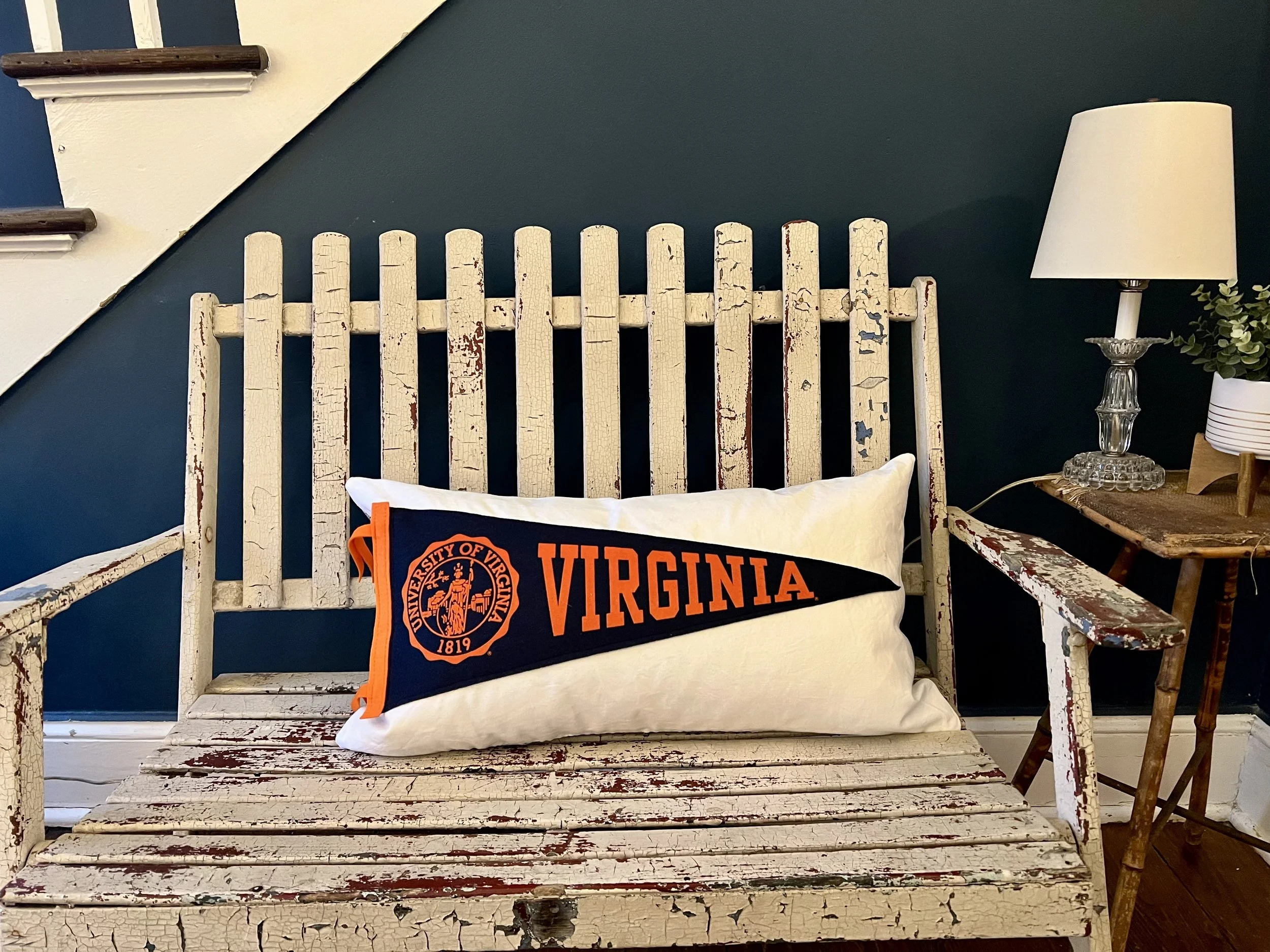 Vintage University of Virginia pennant decorative pillow