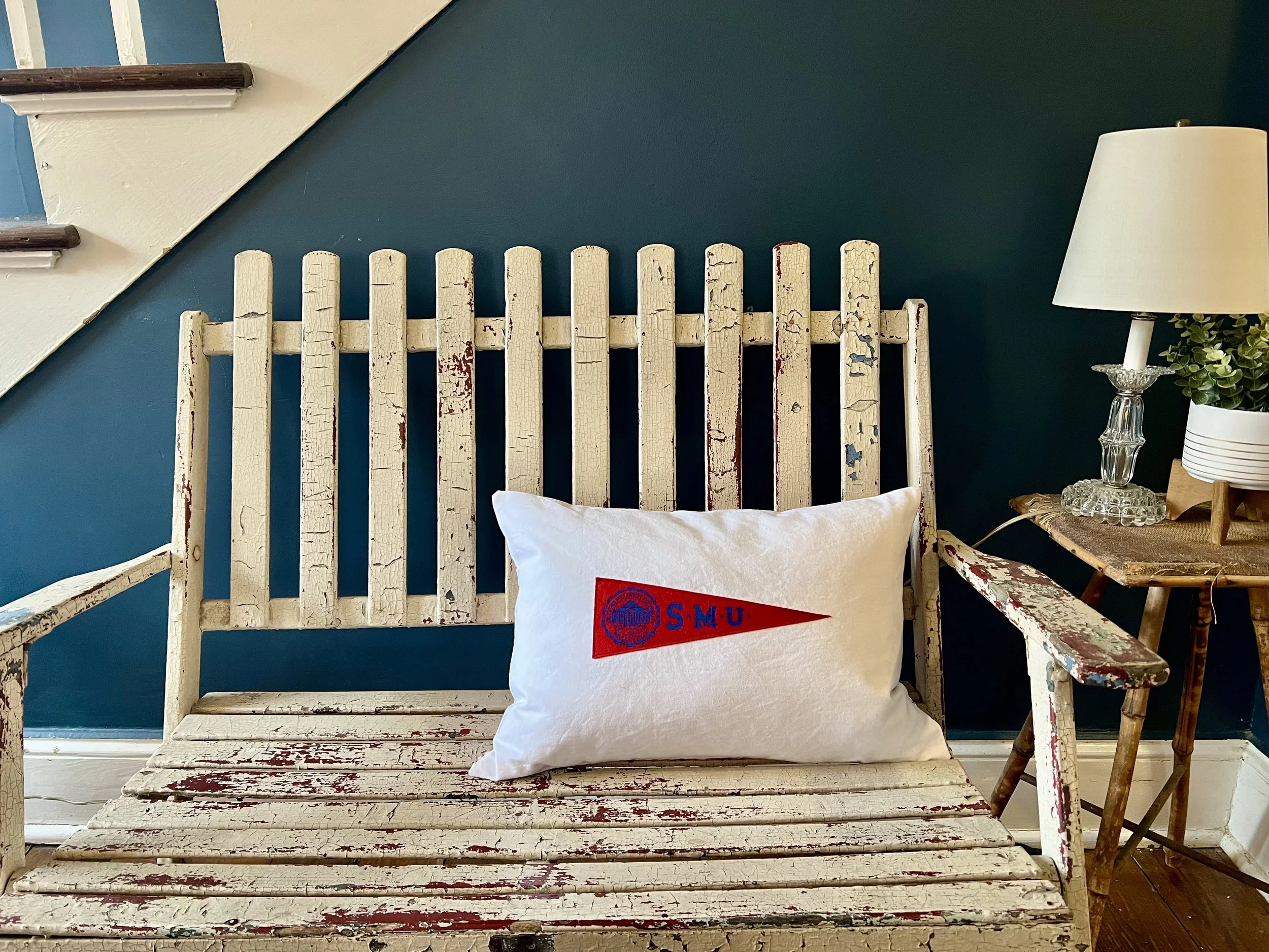 Vintage SMU pennant decorative pillow