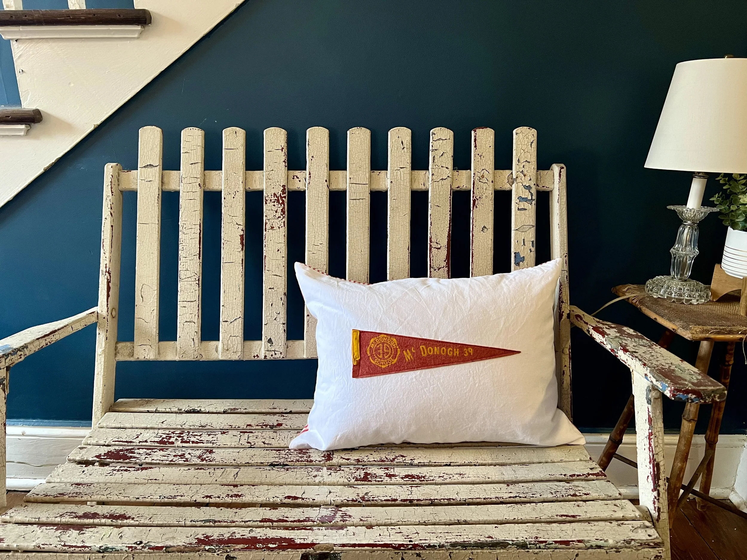 Vintage McDonogh pennant decorative pillow