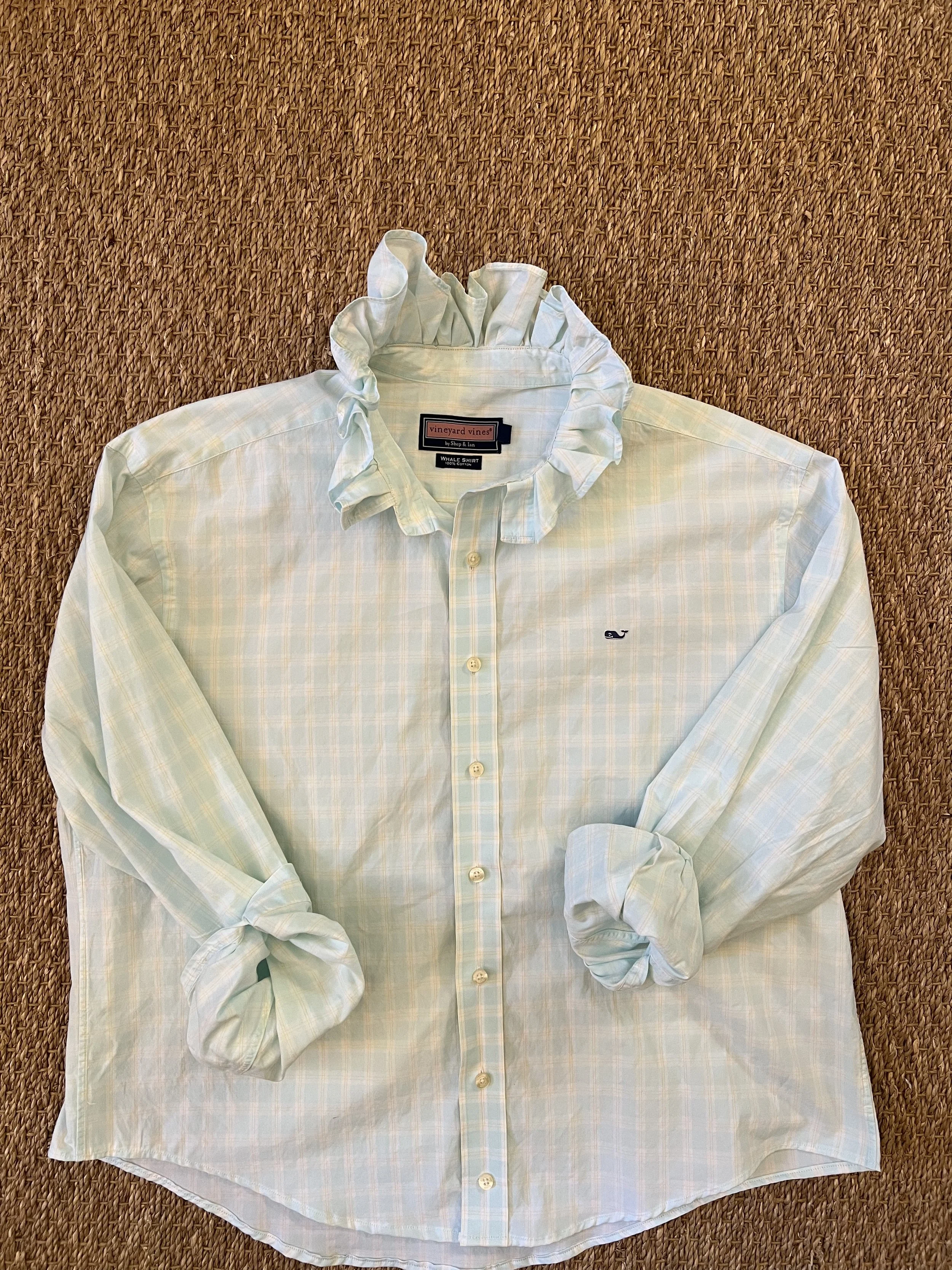 Mint green check cotton reimagined mens' shirt