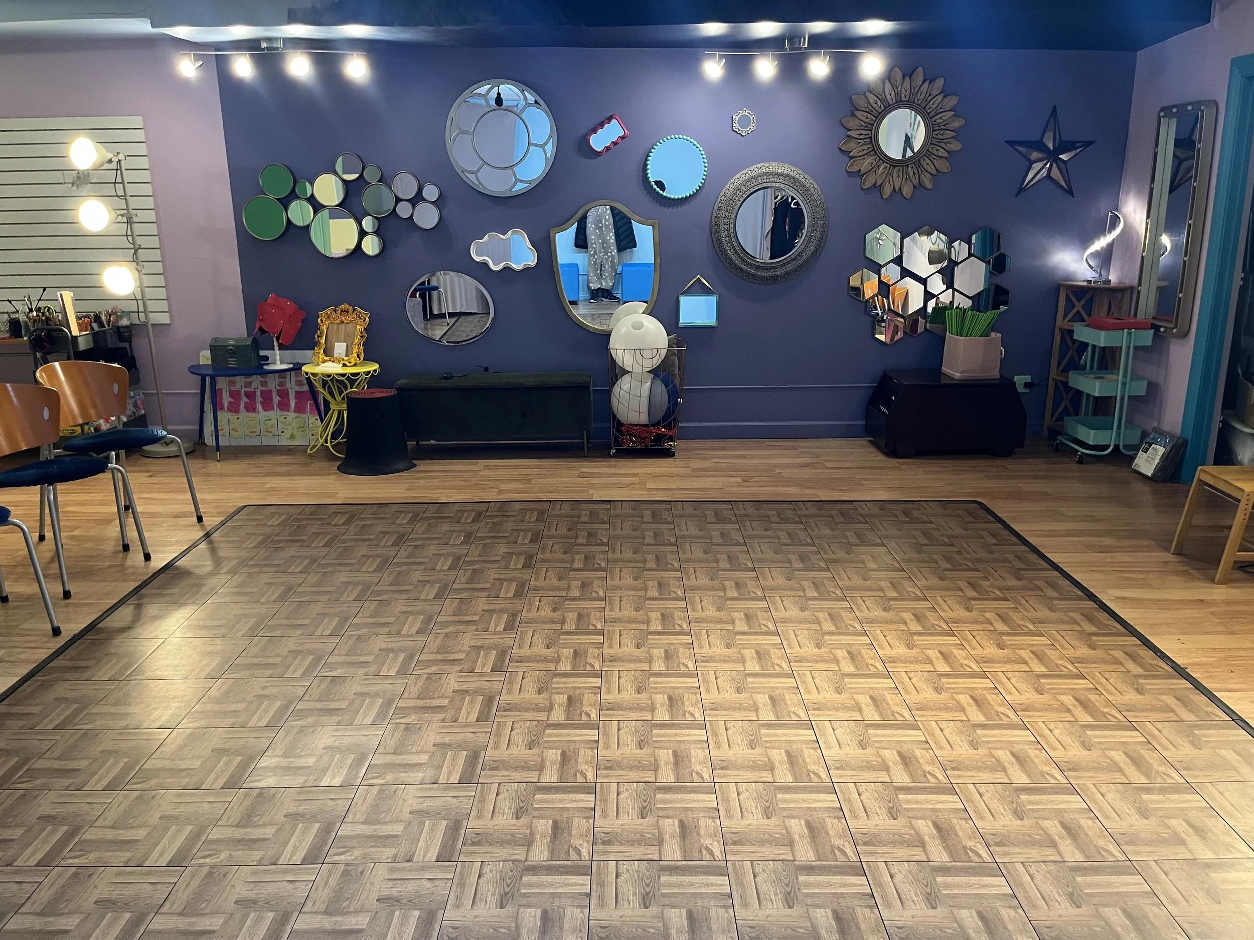 The dance floor is 12 ft on each side.