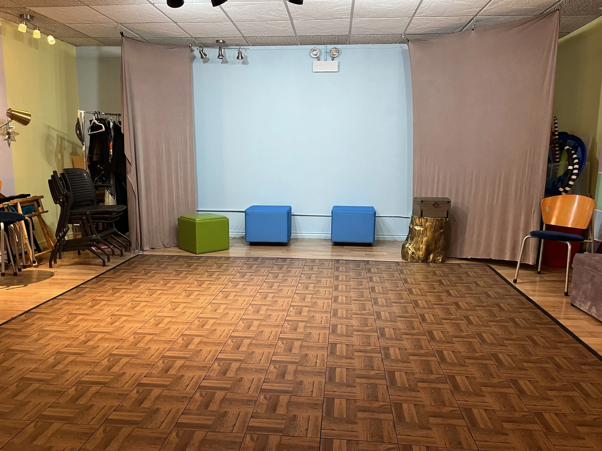 View of the "stage" from across the dance floor