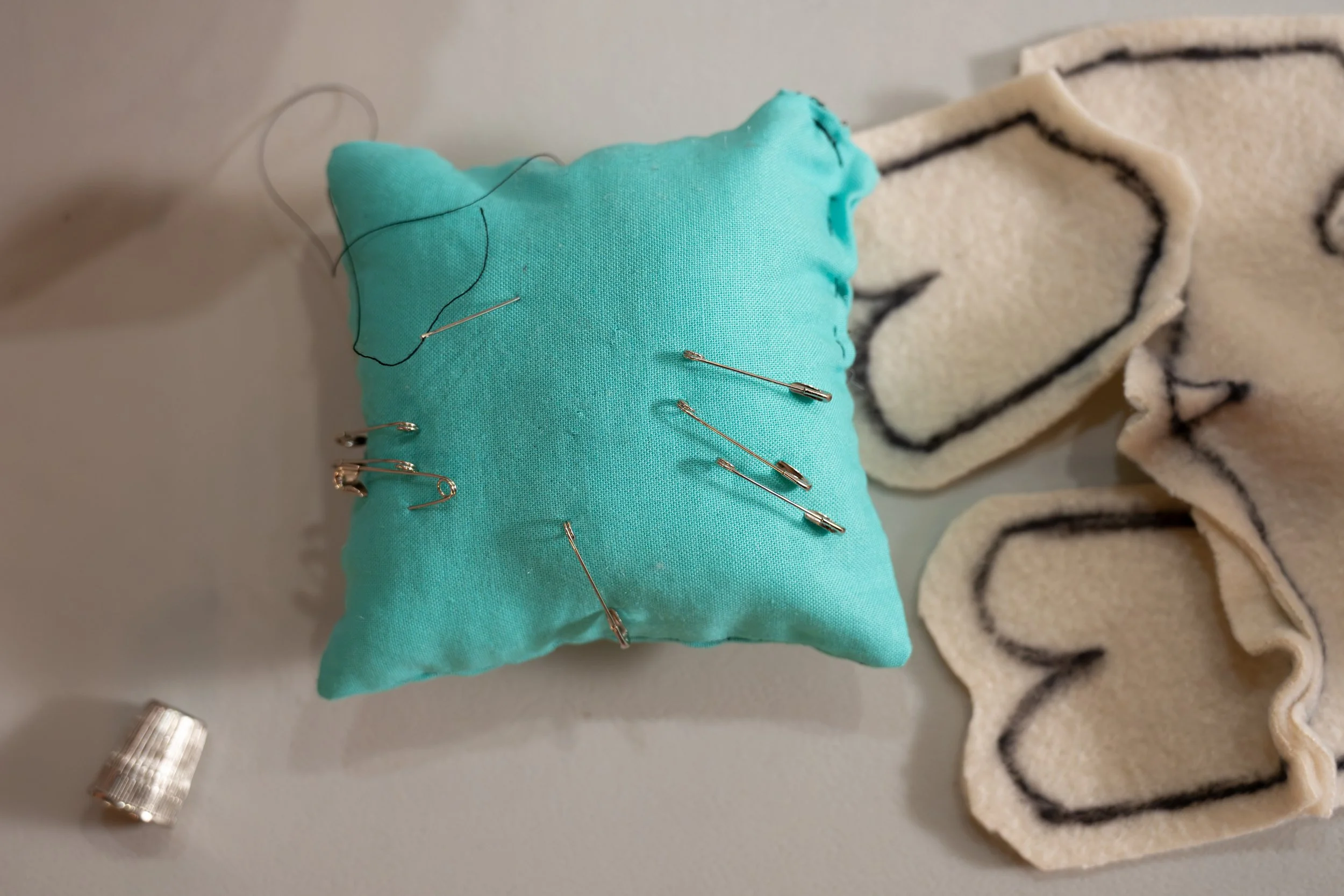 Machine-sewn pin cushion by Rae D., Grade 7