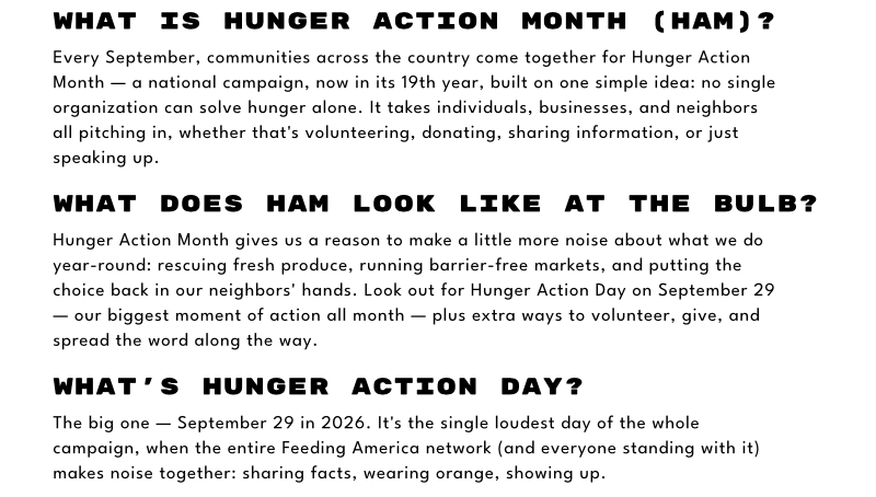 The Bulb: Hunger Action Month