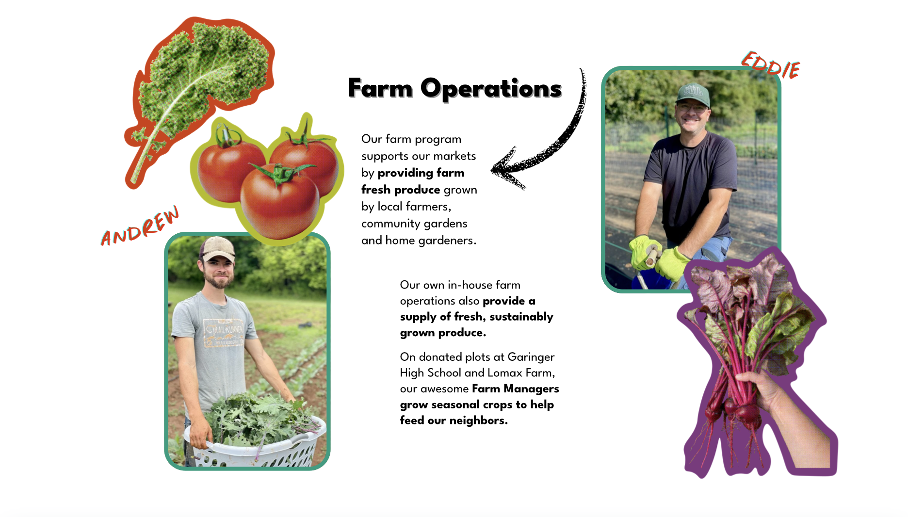 The Bulb: Farm Operations; our own in-house farm operations provide a supply of fresh, sustainably grown produce