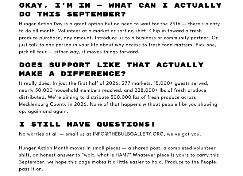 The Bulb: Hunger Action Month