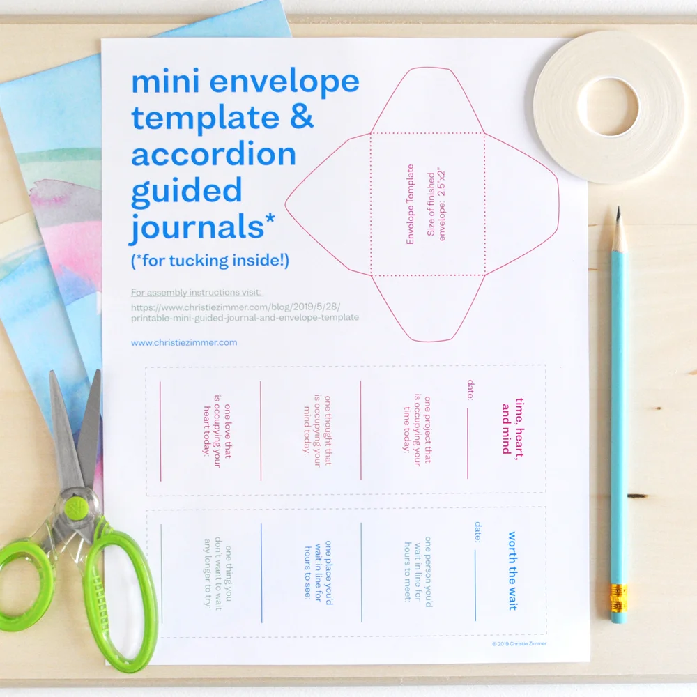 printable mini guided journal and envelope template christie zimmer