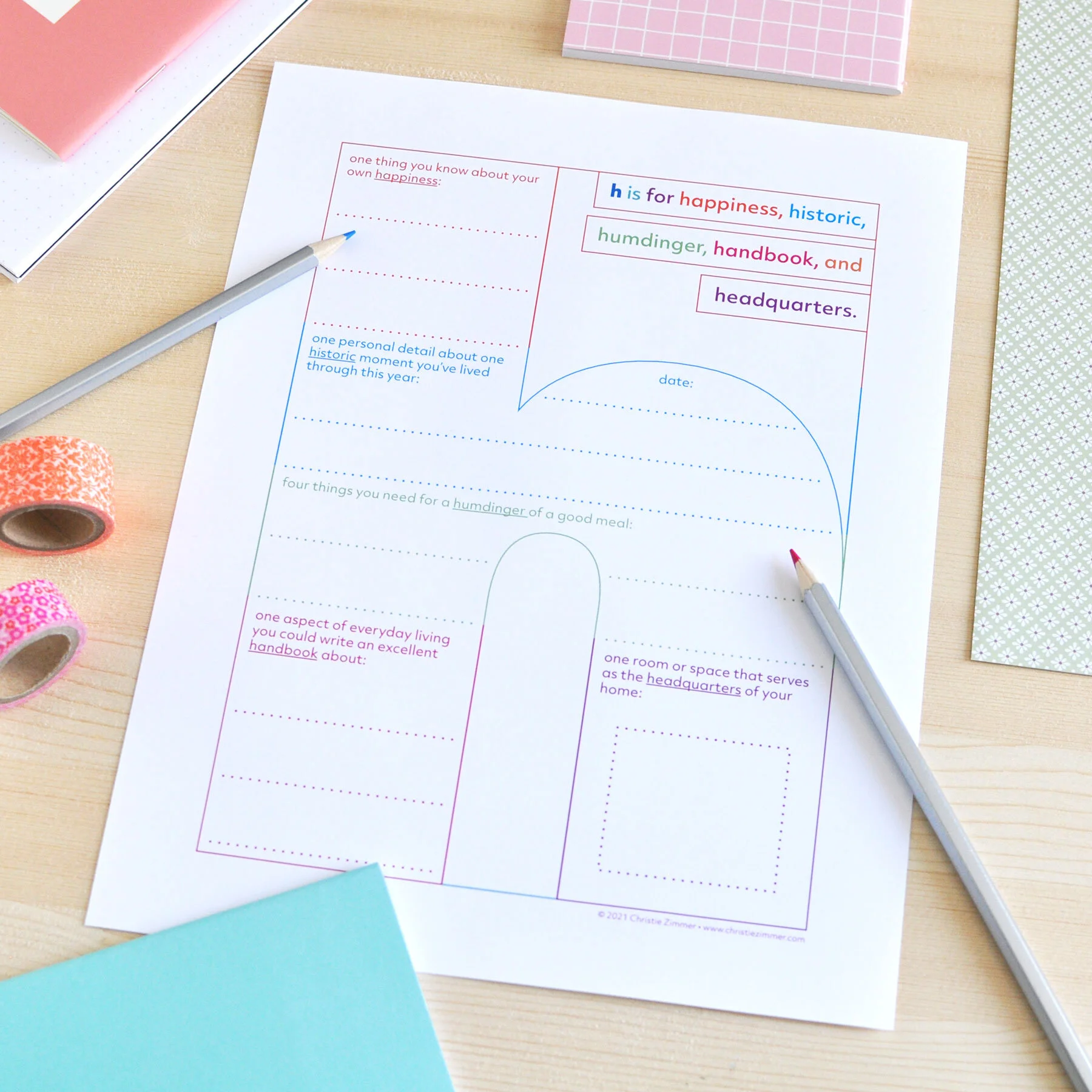 H is for Happiness - New alphabet-inspired journal page — Christie Zimmer