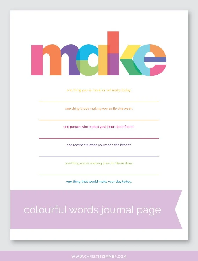 5 Colourful Words Printable Journal Pages — Christie Zimmer