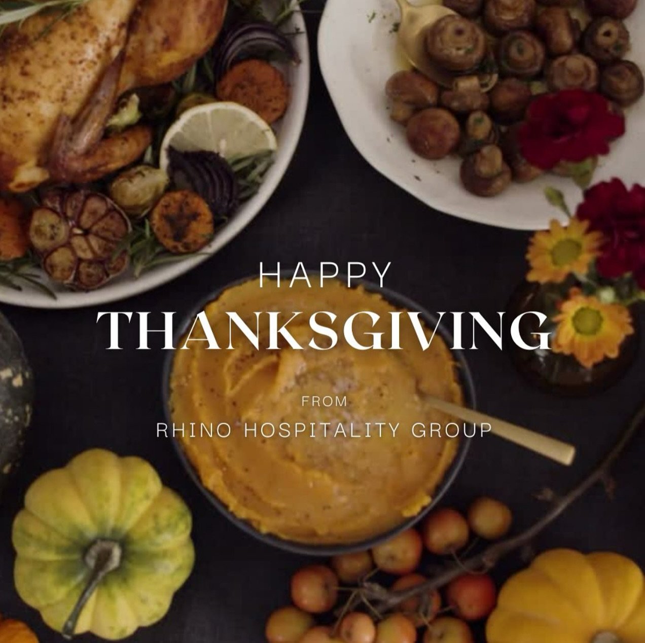 Happy Thanksgiving from Rhino Hospitality Group! 🦃🍂 We&rsquo;re so thankful for our incredible guests and our hardworking staff. Please note, all locations will be closed today. Wishing you all a joyful and memorable holiday season! #Thankful
