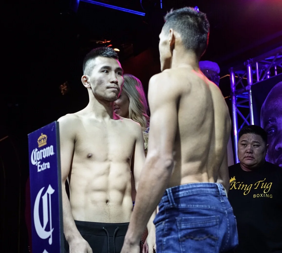 PHOTOS: NYAMBAYAR WEIGHS IN FOR DELA TORRE FIGHT