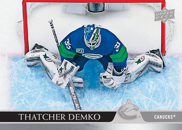 Thatcher Demko wearing new custom printed graphic @ccmgoalie EFlex5, which  were featured here first, for the first time in a game tonight…