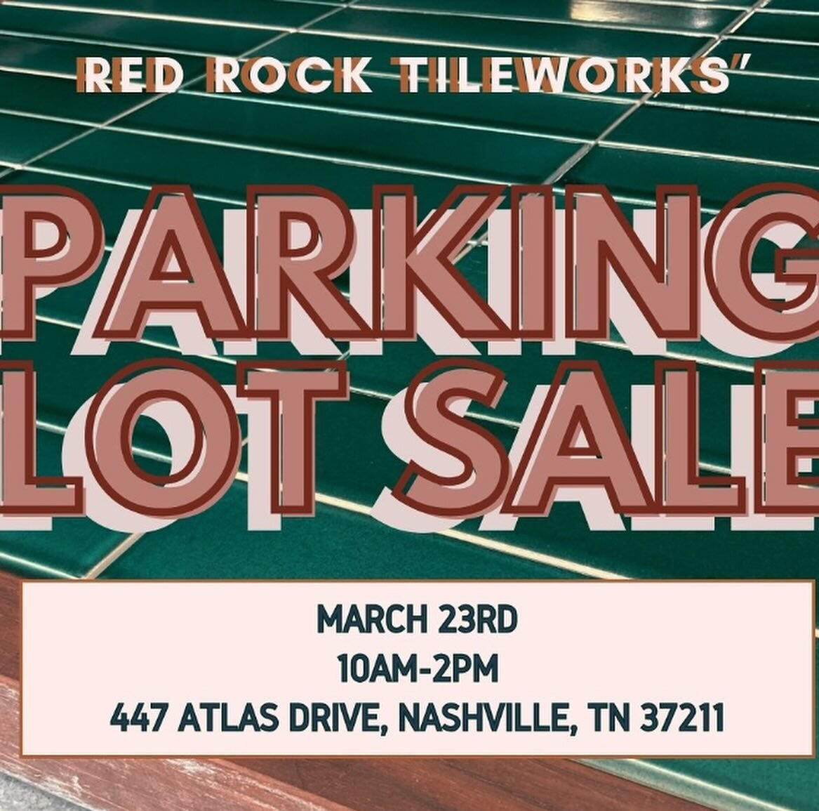 Two weeks until our big sale!! Get crazy deals on tile, browse local artists, free beer, and tunes!! Can&rsquo;t wait to see you there!! 

First round announced::
@secondnaturevintagenash 
@brettdouglashunter 
@harrykagan