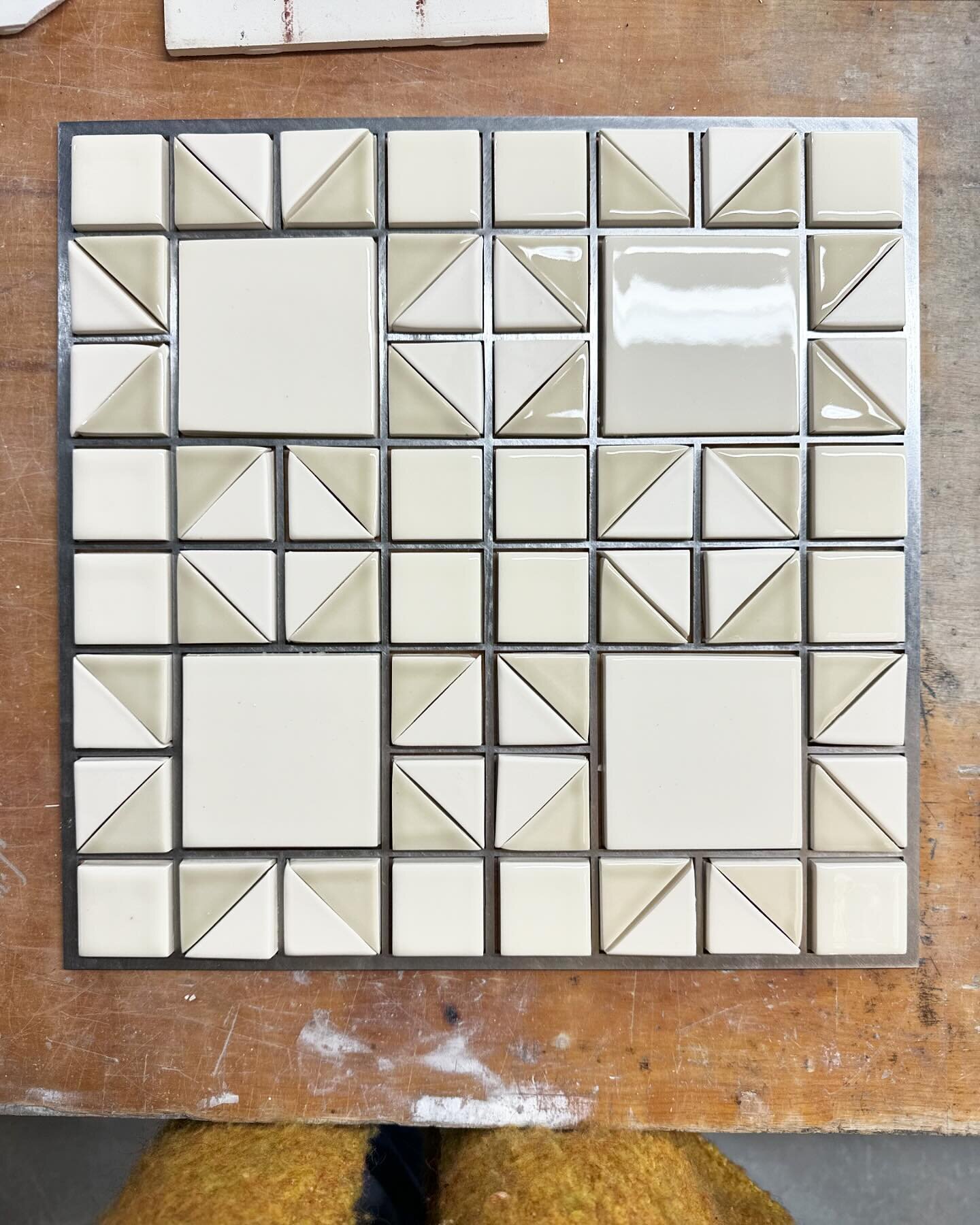 Working on a very special quilt mosaic for a very special lady! @trishayearwood we can&rsquo;t wait to see what you have cooking in Austin!!! #customtile #handmadetile #americanmade