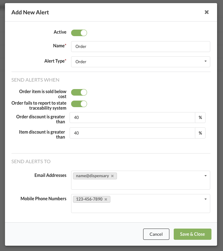 Order Alerts