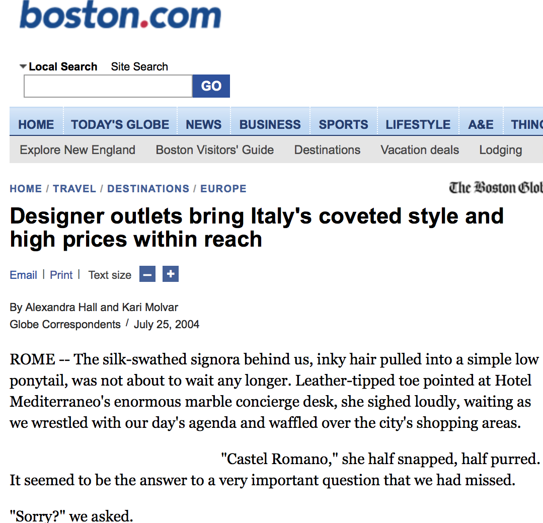 Boston Globe Italian Shopping
