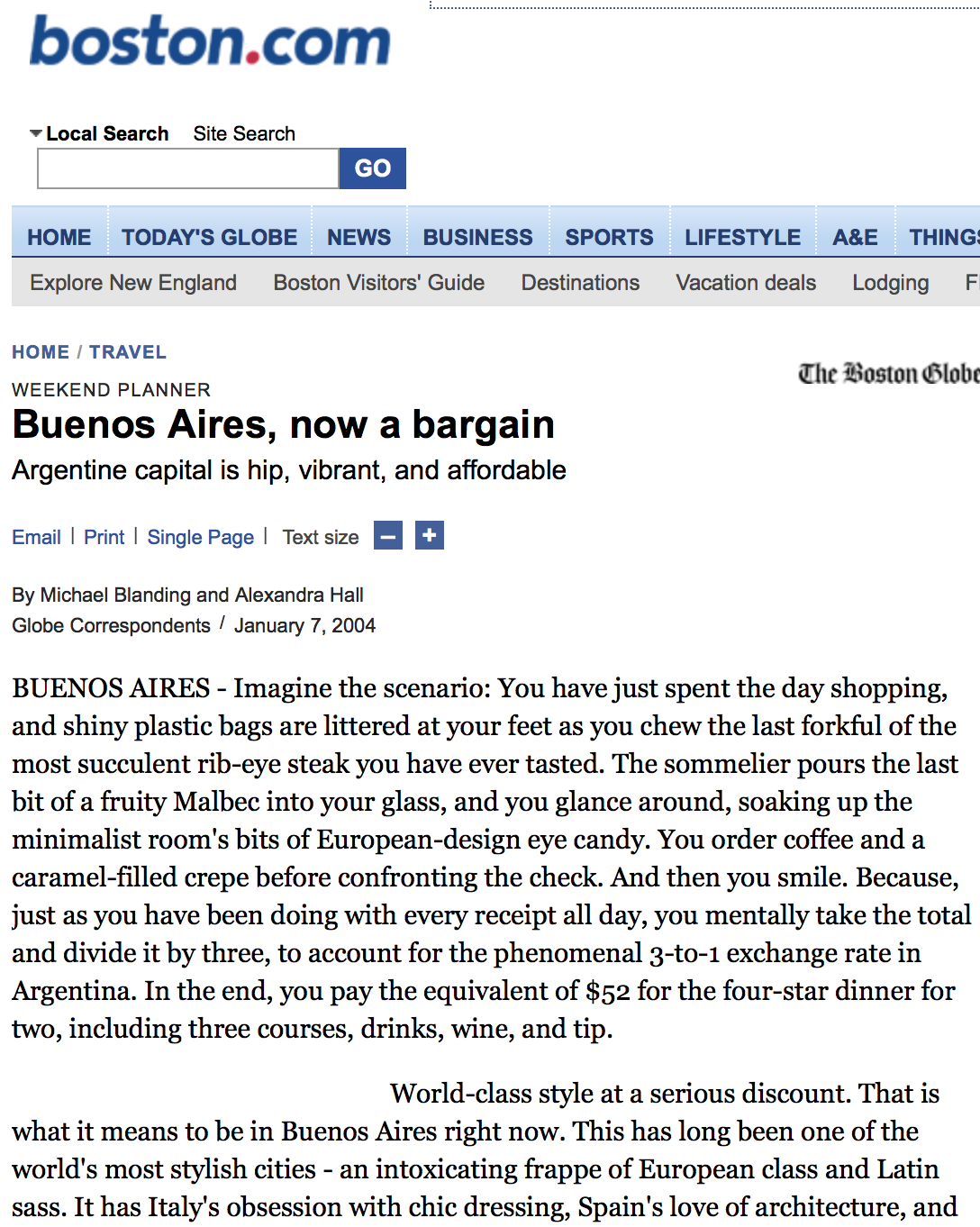 Boston Globe Buenos Aires