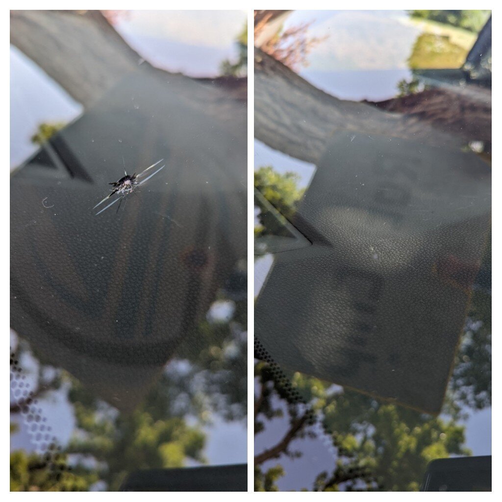 Rock chip repair before and after. We are a mobile windshield repair, business servicing, salt, lake City and surrounding areas. We come out to our customers location within our service areas.

We provide lifetime guarantees on every repair we do. Yo
