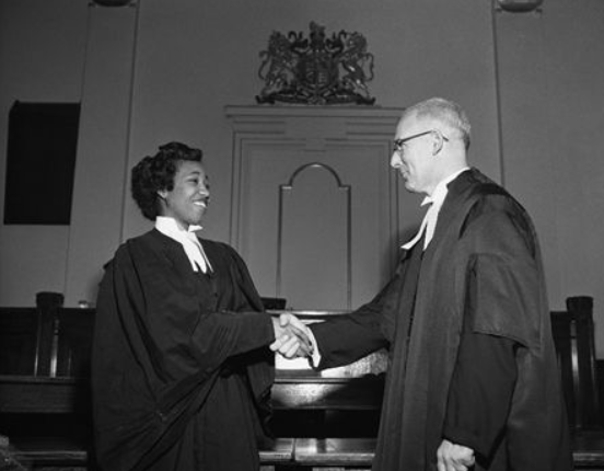 Violet King Henry (born 1929) graduated in Law, University of Alberta in 1954 and became the first person of African descent to be called to the Alberta Bar, as well as the first Black female to be called to the bar in Canada.