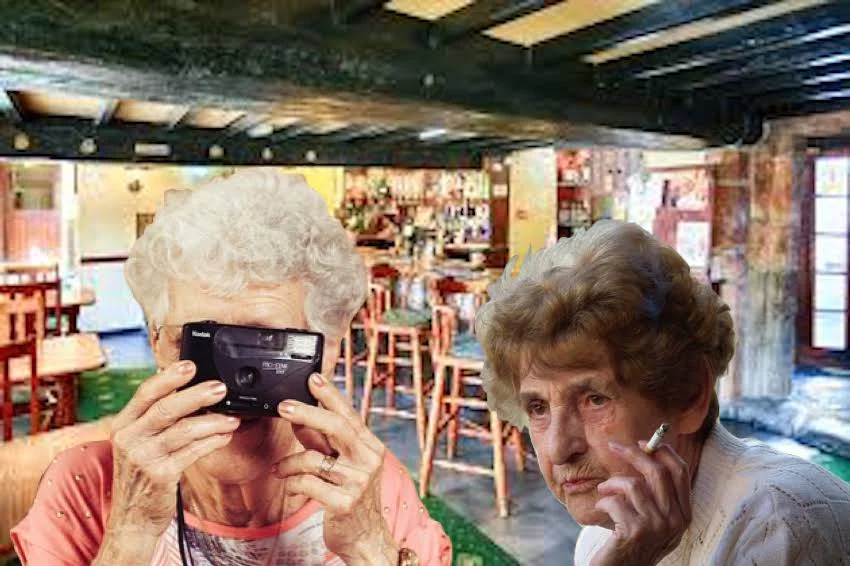 Devil’s Hole regulars Greta Barette and Kathy A'Court reacting to news of Caesar’s Palaces’ imminent reopening