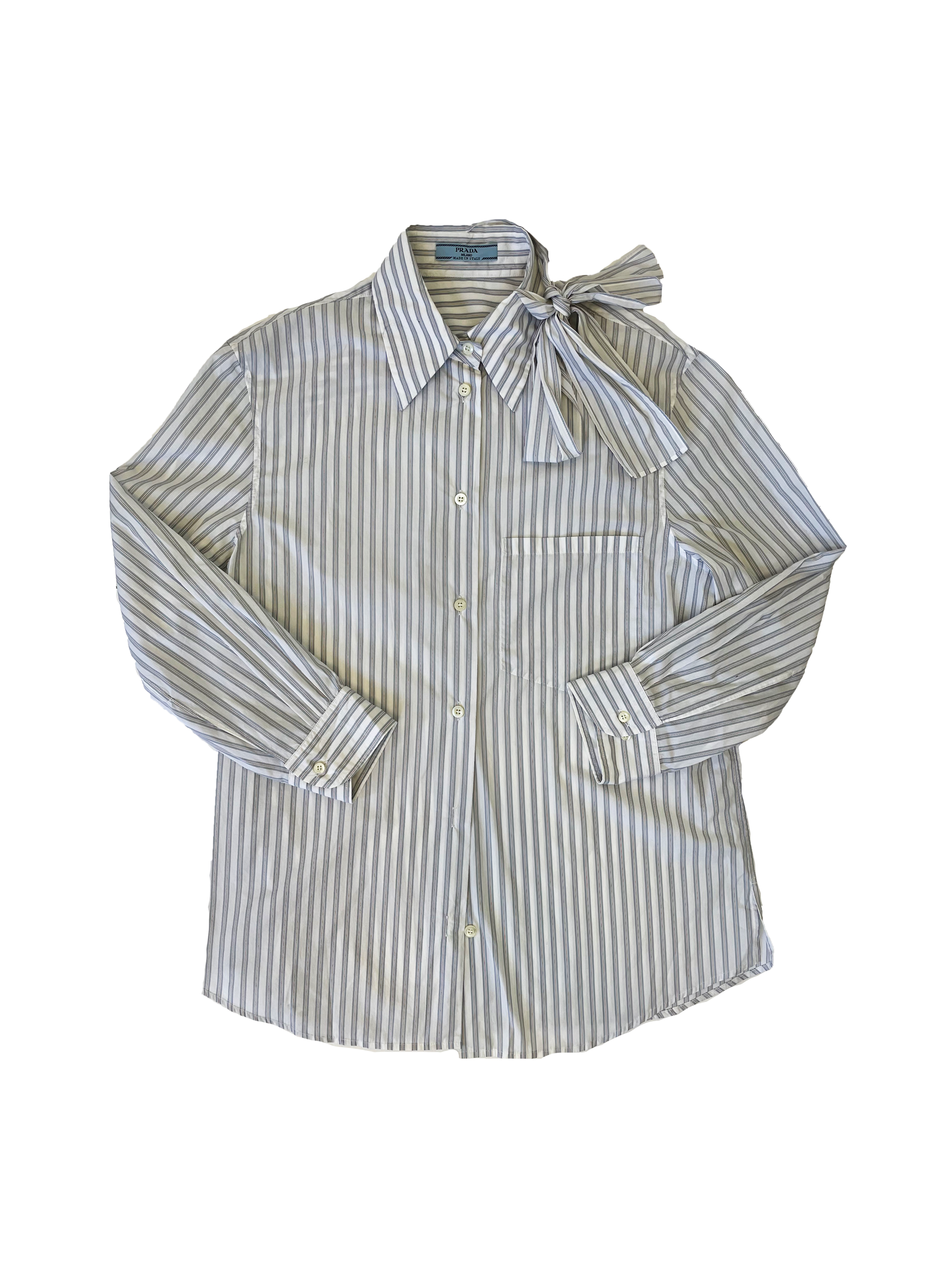 PRADA STRIPED BOW SHIRT — quell