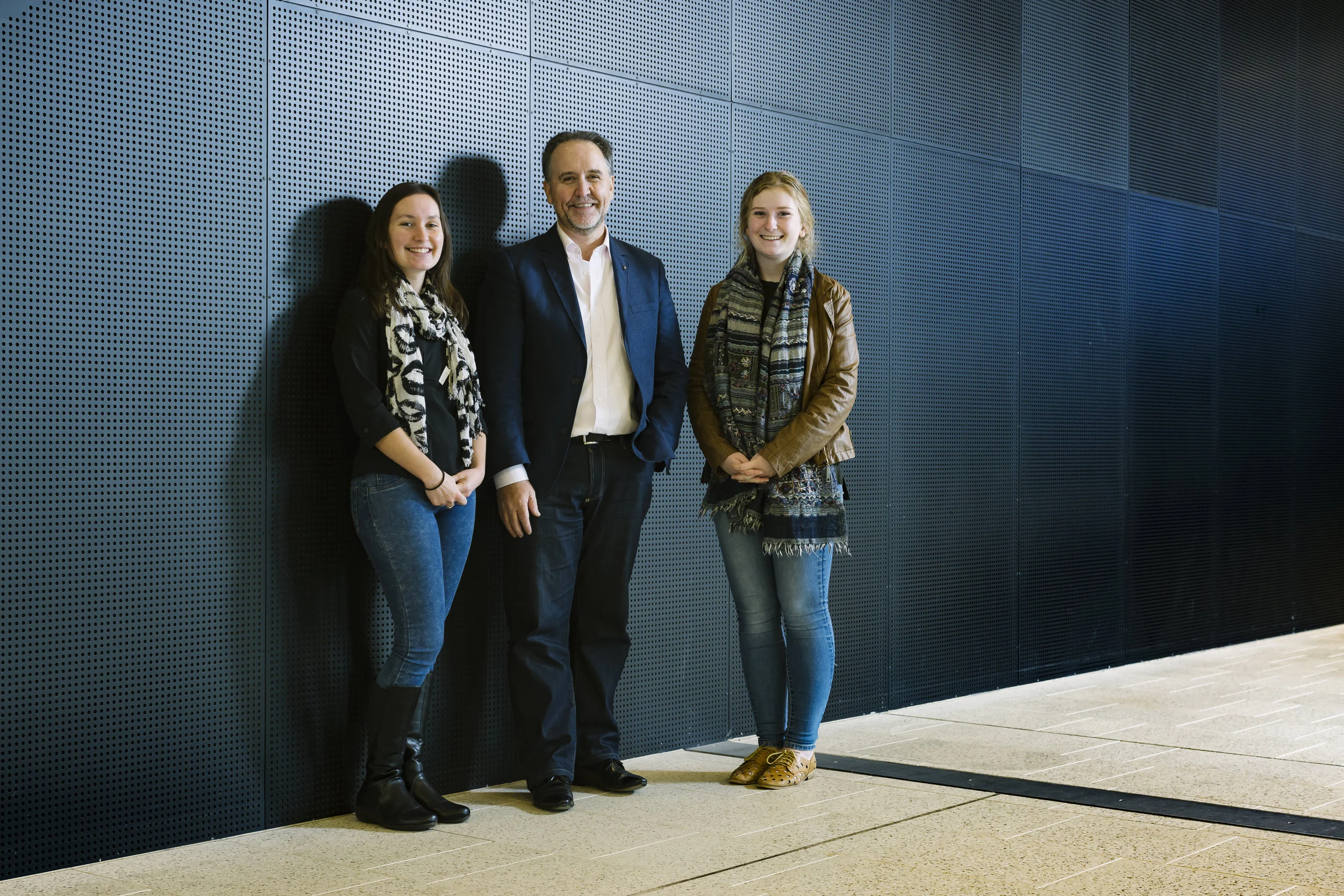 Monash University scholarship recipients Amy Purdon & Giorgina Maxwell with John Harney (3).jpg