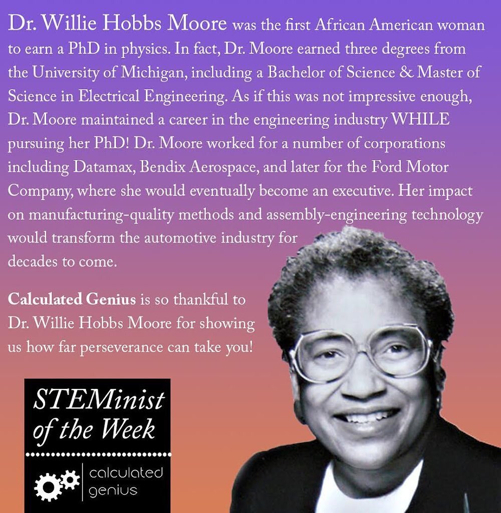 Dr. Willie Hobbs Moore is CG&rsquo;s #steminist of the week, and is an incredible role model of what is possible through hard work, #determination and #perseverance!

Learn how you can volunteer, mentor, donate, and support future leaders in #STEM by