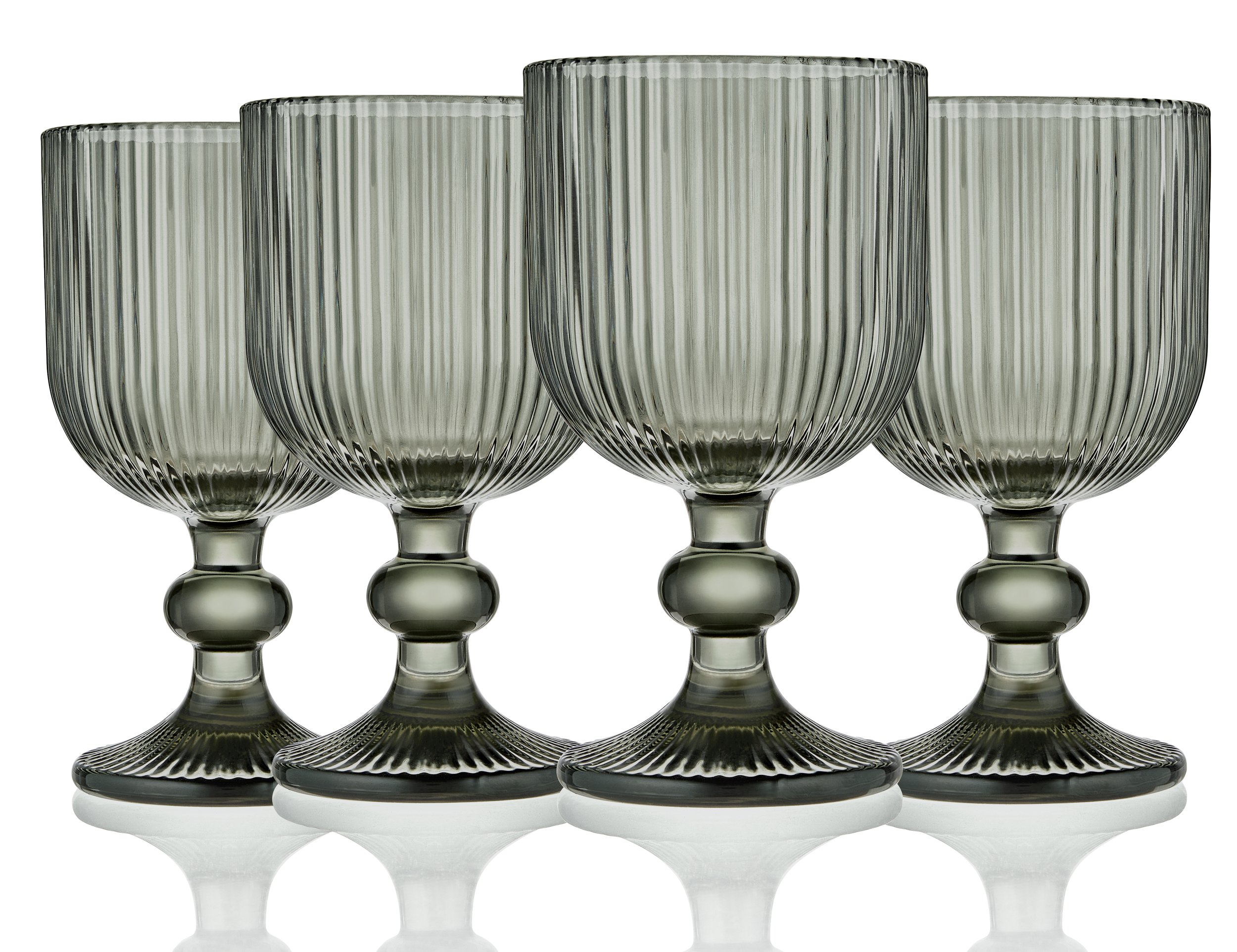 Fluted Goblet - Grey/Black | Set of 4 — Myrtle & Rum