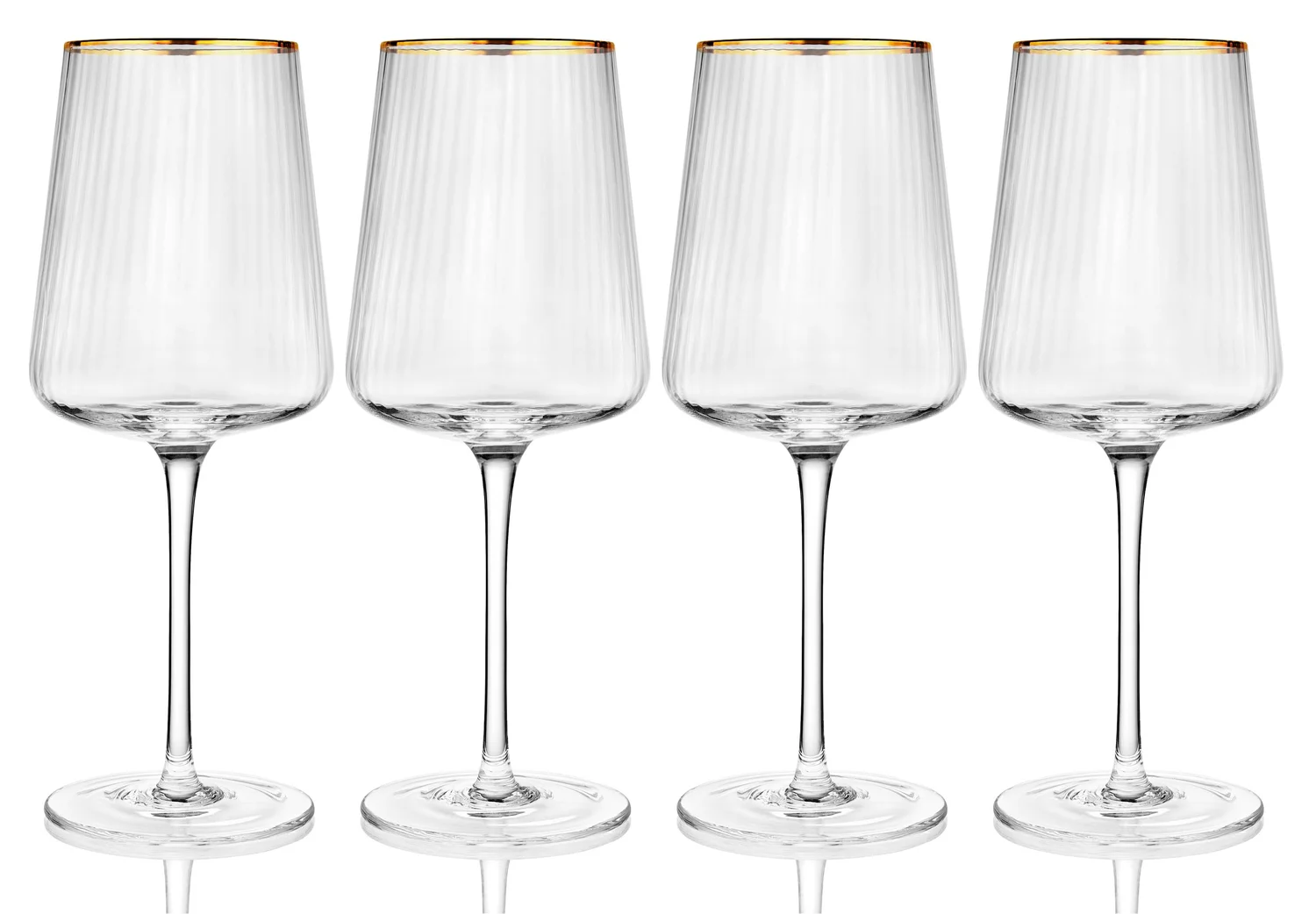 Fluted Wine Glass - Clear + Gold Rim | Set of 4  Myrtle & Rum