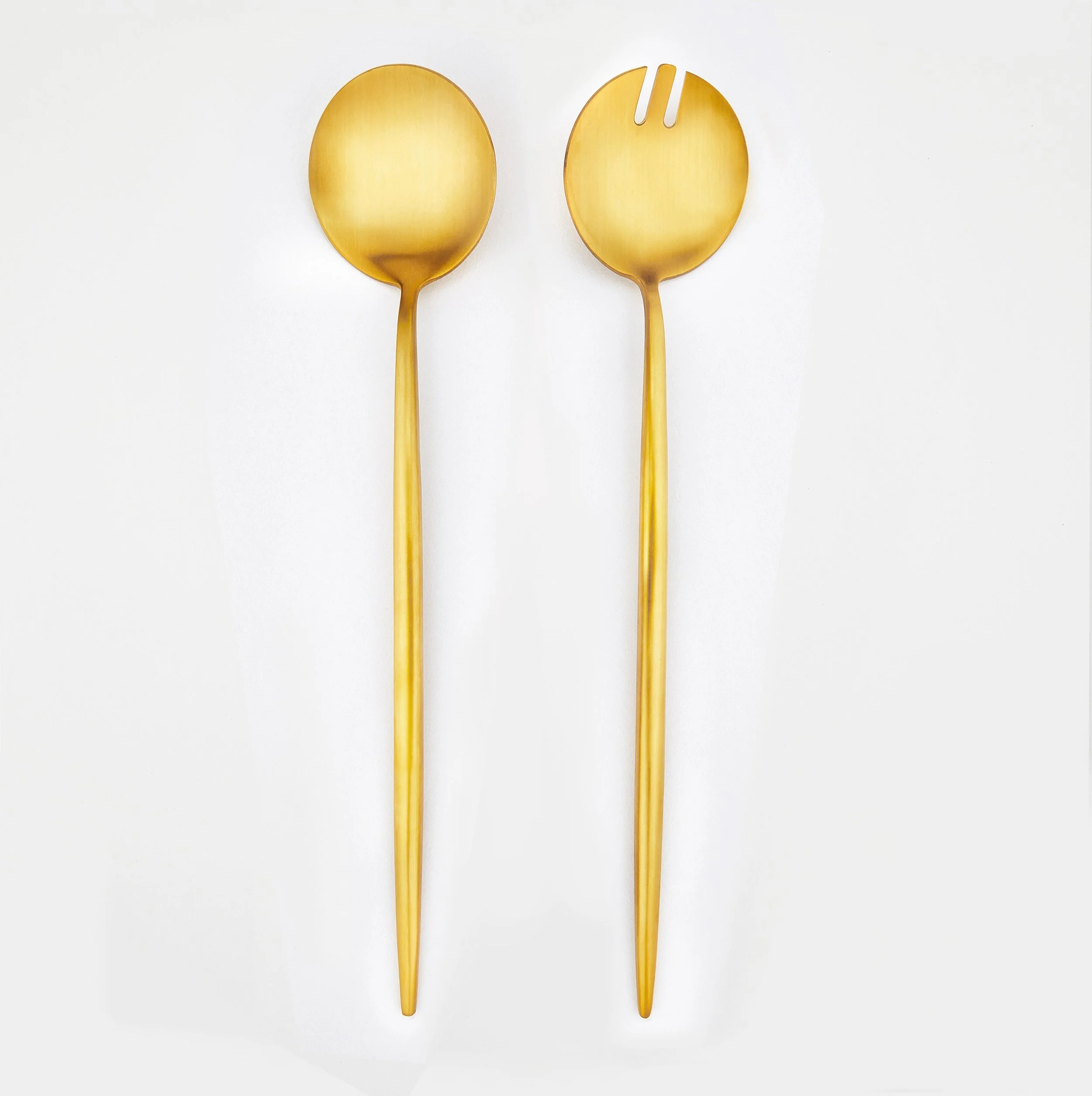 Emma Salad Servers - Brushed Gold