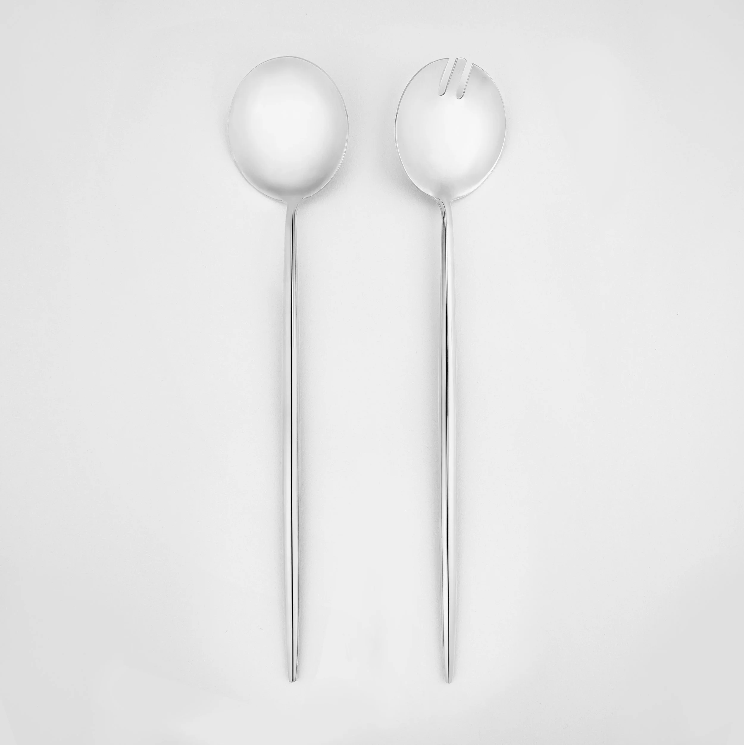 Emma Salad Servers - Glossy Silver