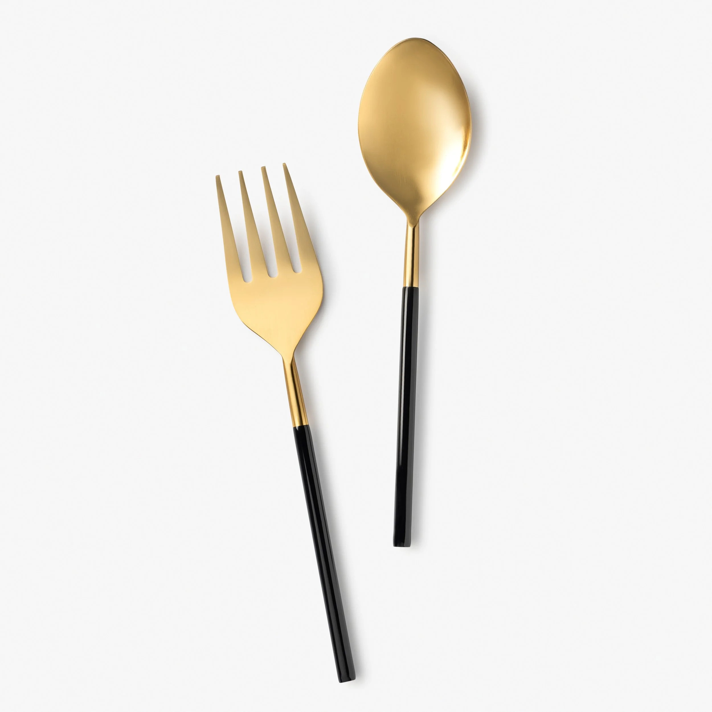 Olivia Brushed Gold + Black Salad Servers