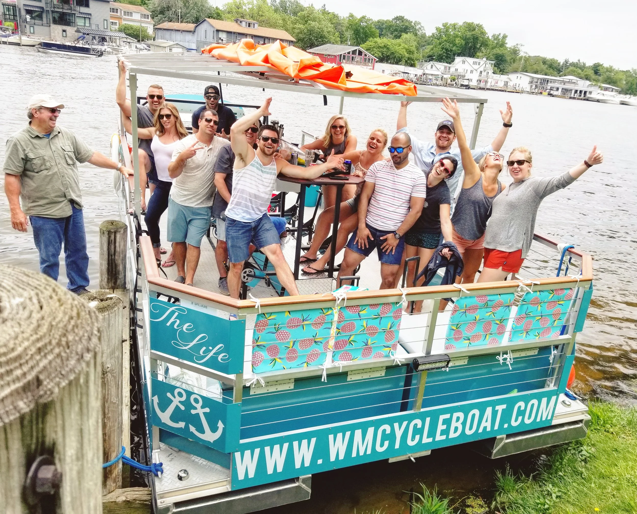 Things to do in Saugatuck? Our cycle boat is the best beach bar on the water in West Michigan