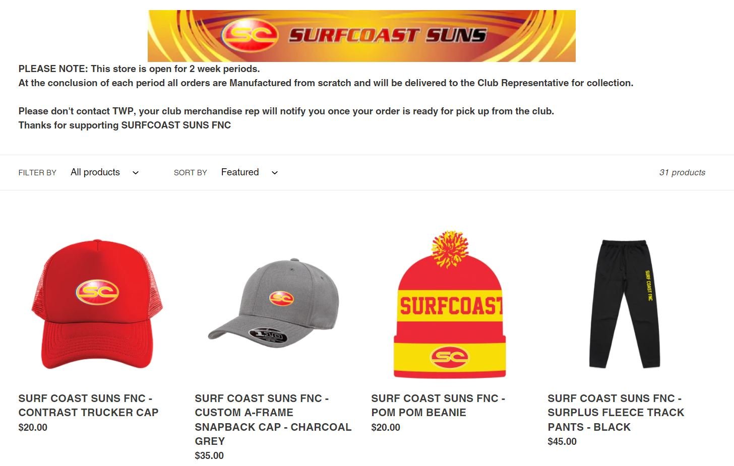 Suns ONLINE STORE is Open