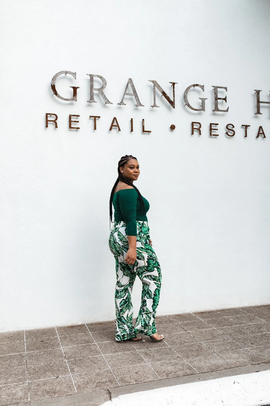 #OOTD GREEN OFF-THE-SHOULDER TOP & GREEN FLORAL TROUSERS - Natalie Greagor.jpg
