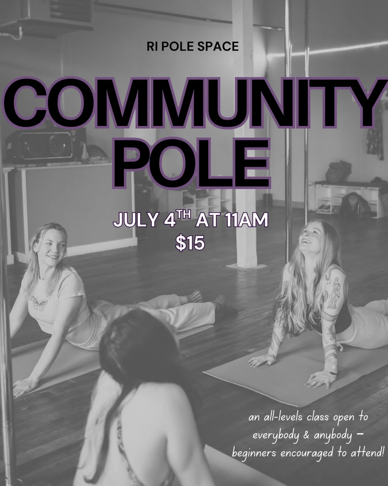 Only 5 spots left in this Friday&rsquo;s Community Pole class at 11am! Open to anybody &amp; everybody, this is an all-levels class offered at half the price ($15) &mdash; and perfect for anyone who&rsquo;s been curious to try pole. Sign up via Mindb