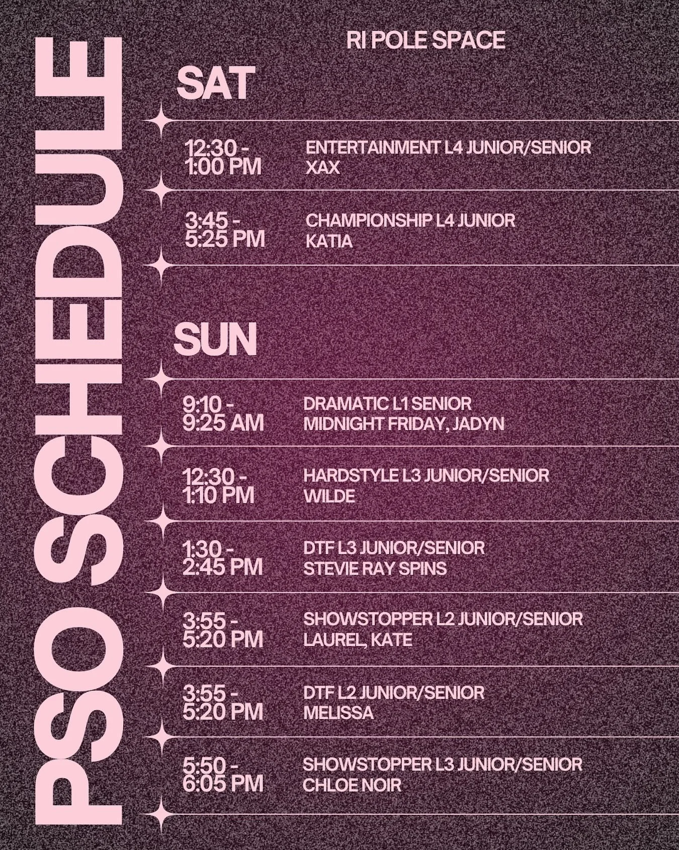 PSO Northeast is just a few weeks away! November 22nd and 23rd πβ¨Tickets are available at the @polesportorg website for anyone who’d like to come watch and cheer us on!
If you’re competing and need a space to practice, we have lots of o