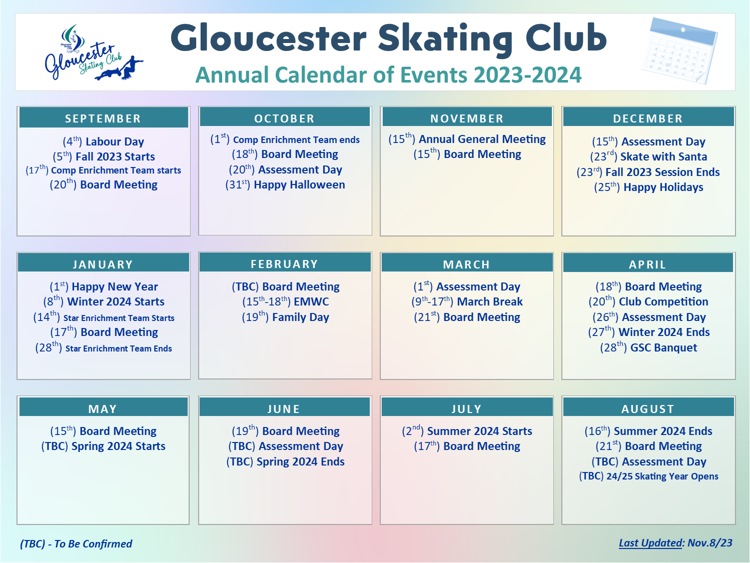 Annual Calendar Gloucester Skating Club