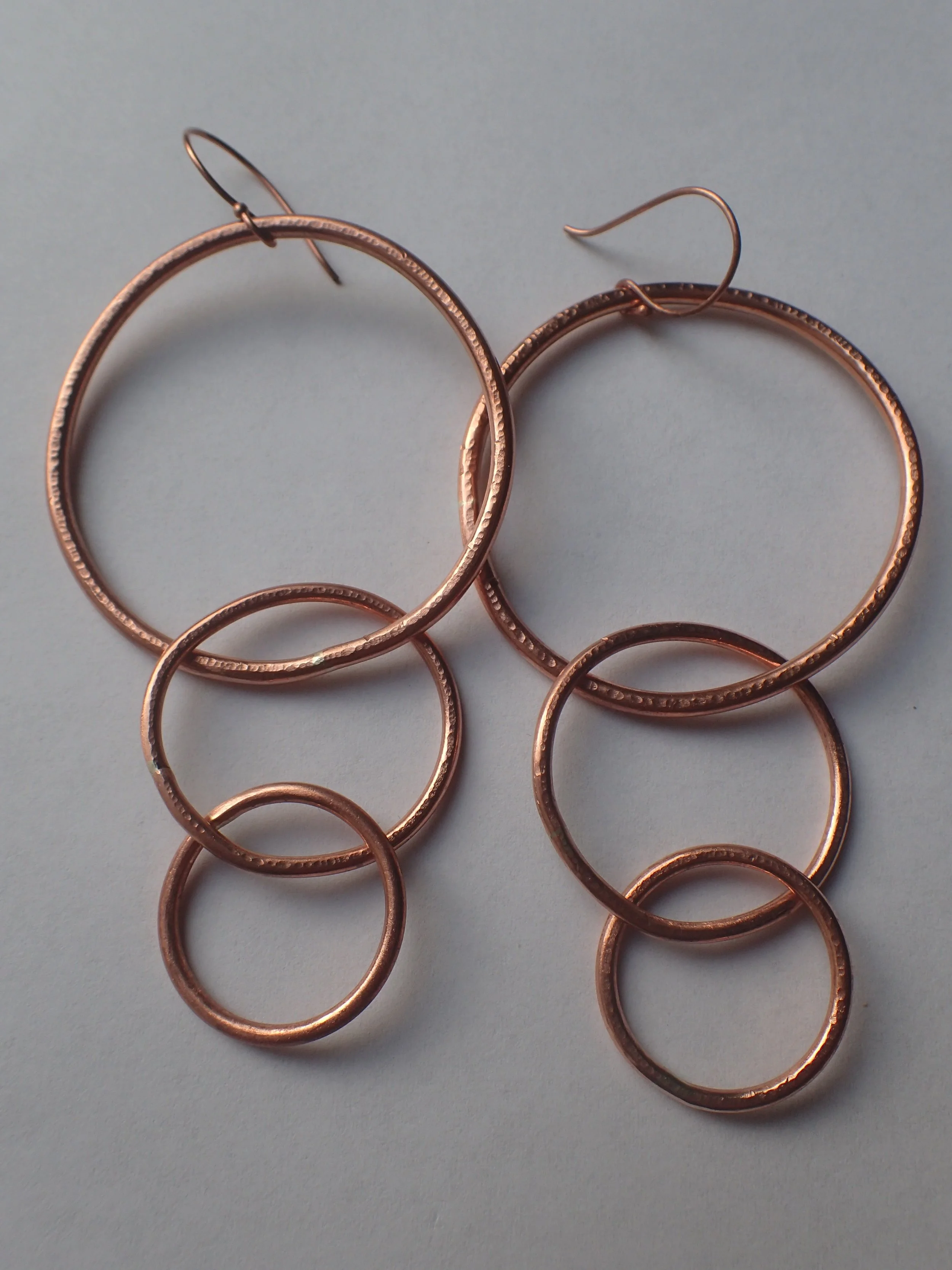 Three Loop Copper Earrings