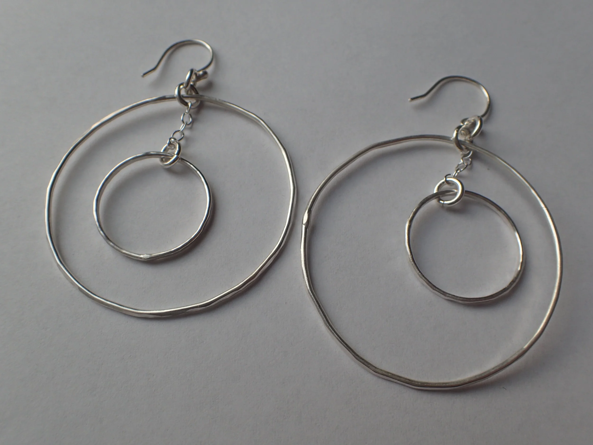 Silver, Double Hoop Earrings