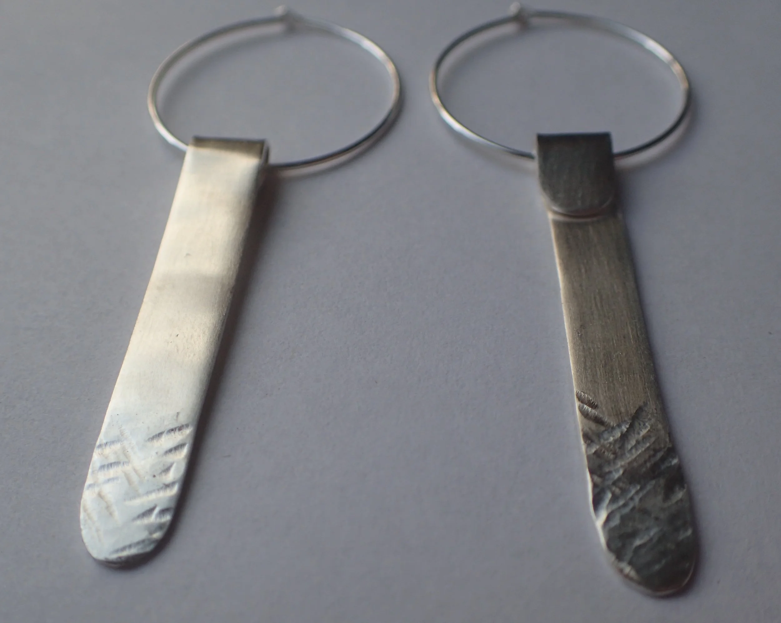 Infinity Wire Silver Earrings With Hammer Marks