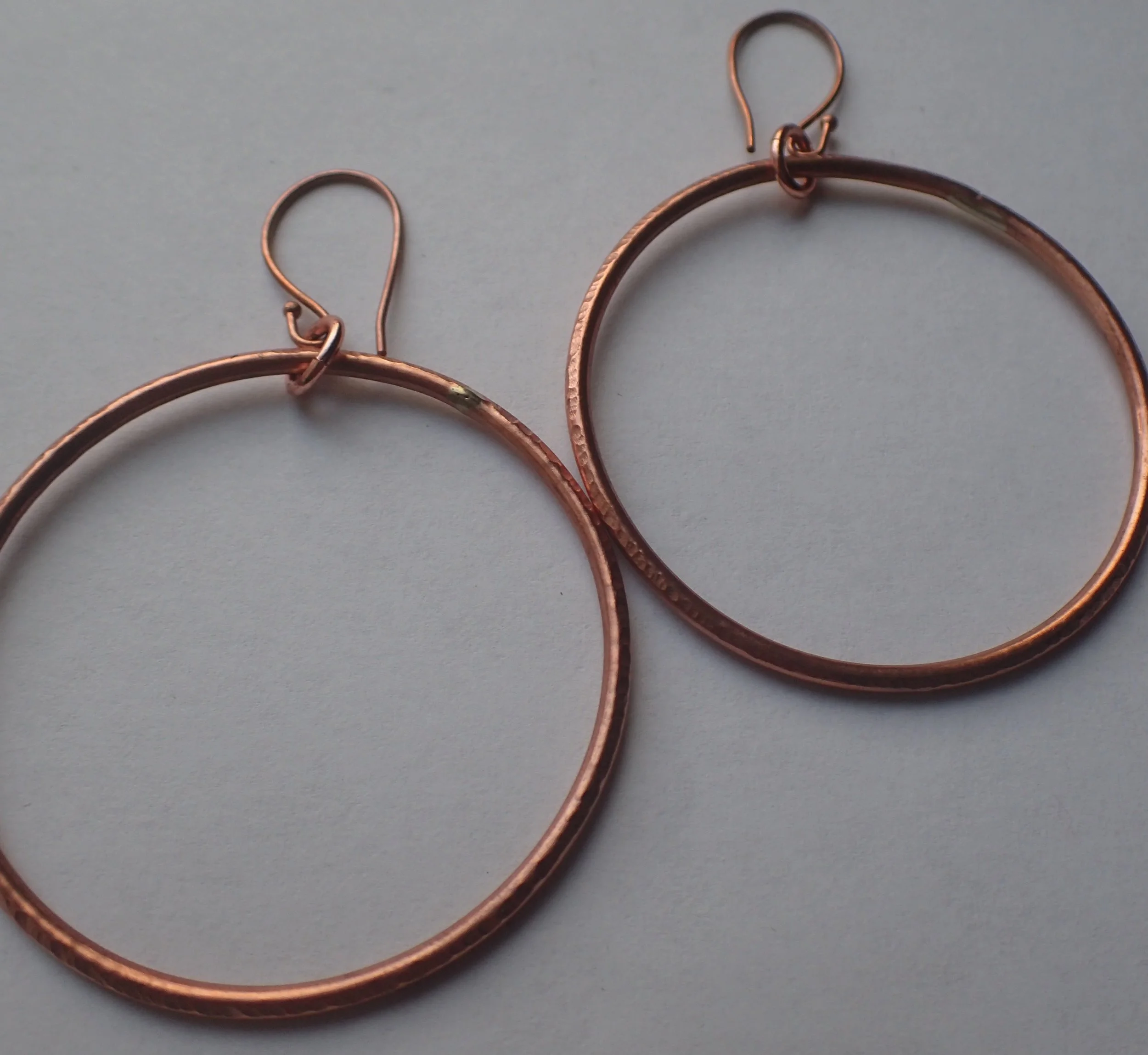 Copper Hoops With Hammered Texture