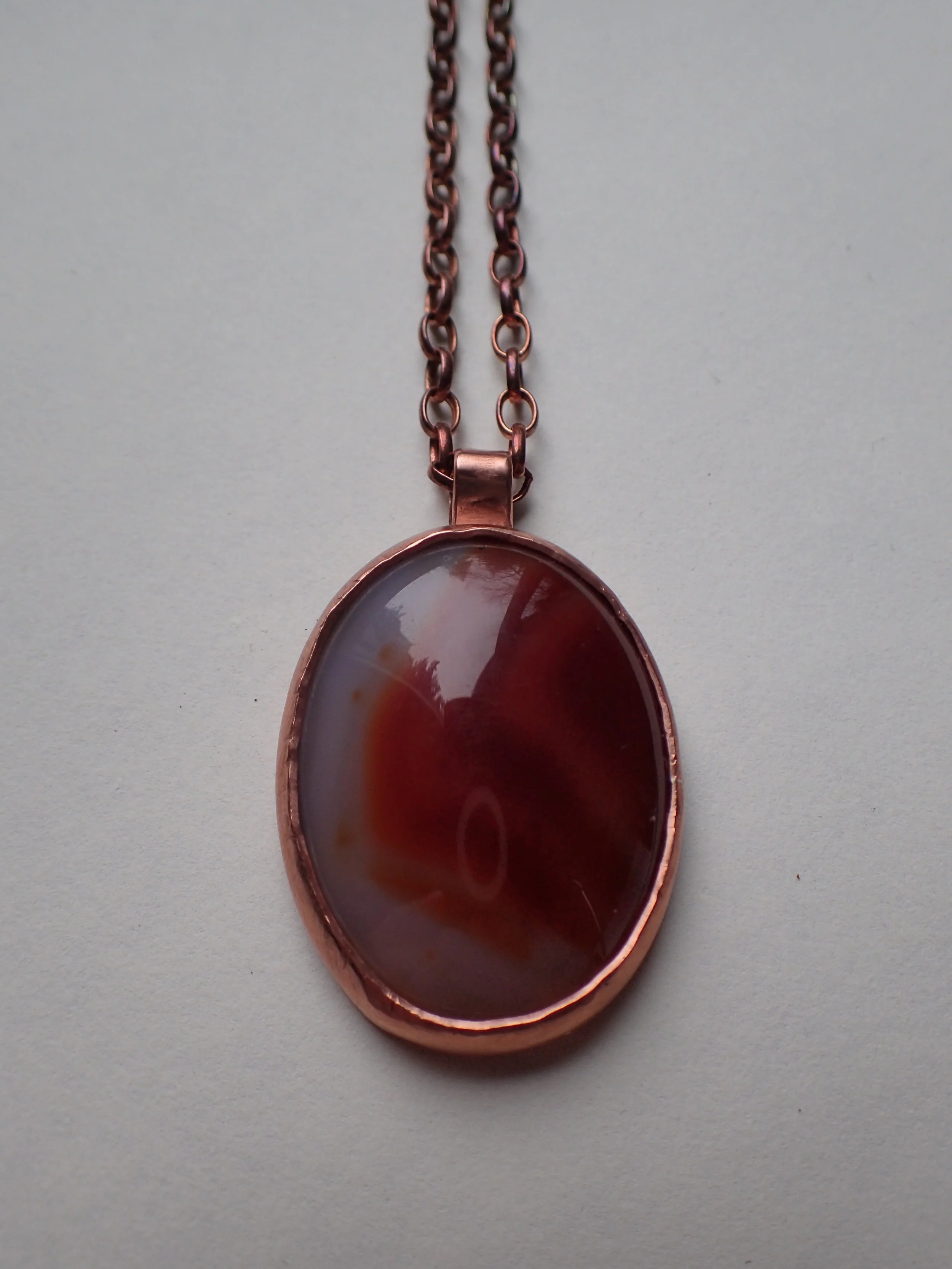 African Agate And Copper Pendant