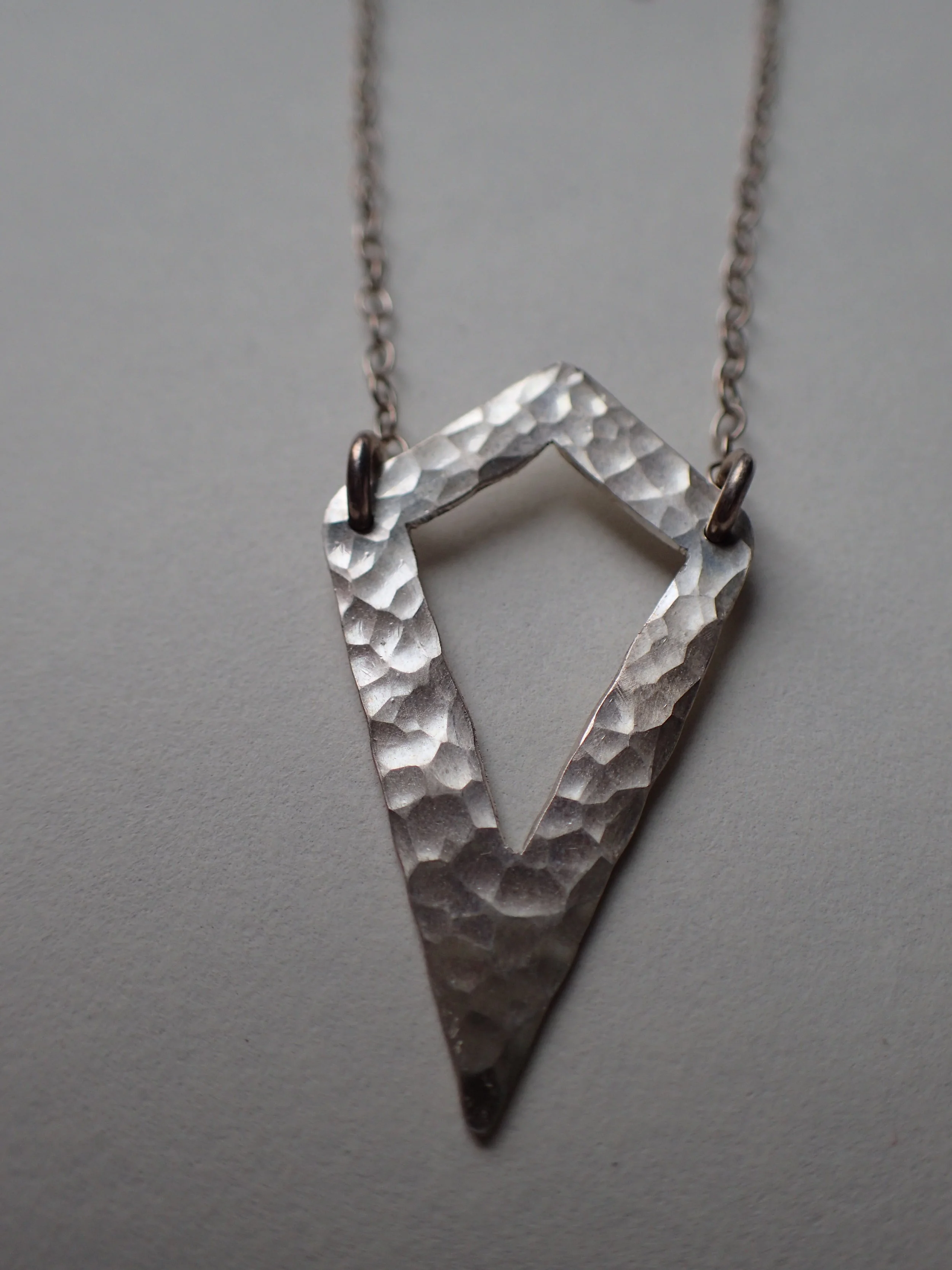 Three Triangle Necklace, Silver.