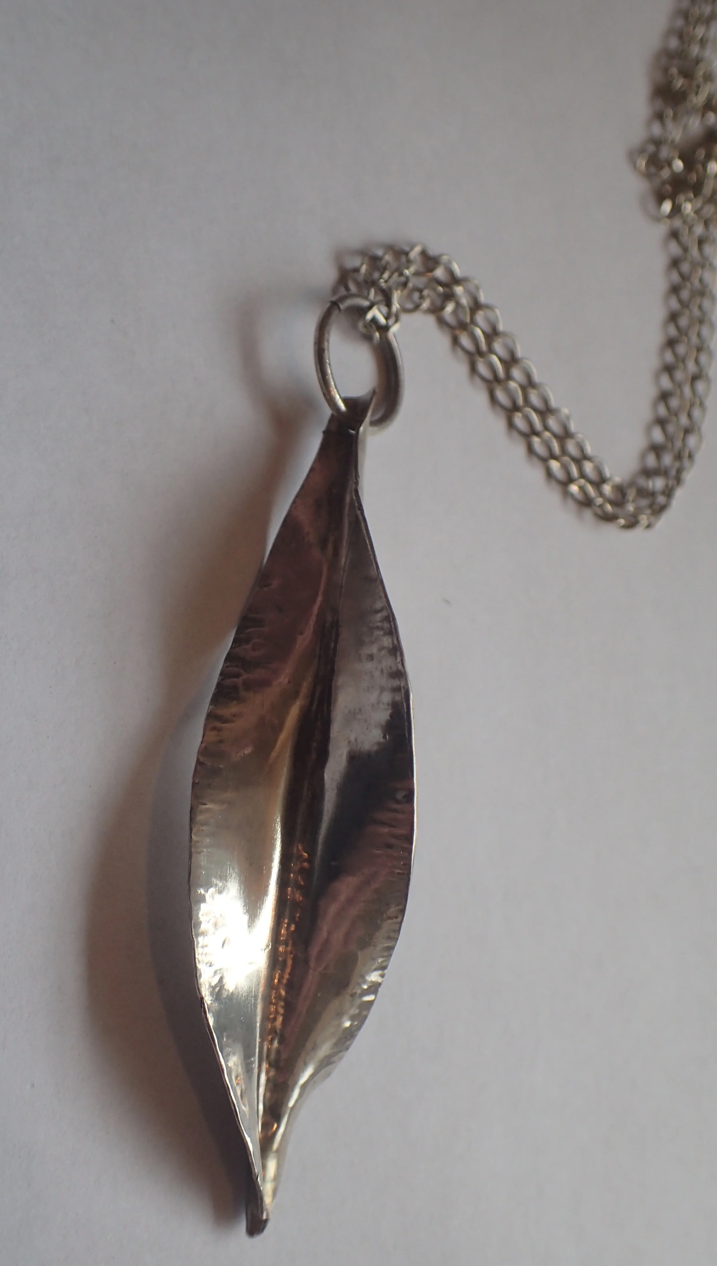 Silver Leaf Pendant, leaf is 2 3/4" long