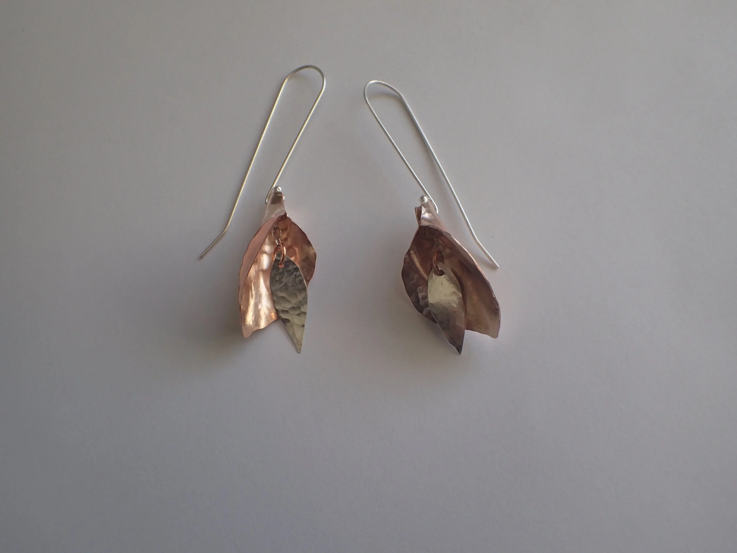 Silver and Copper Calla Lily earrings
