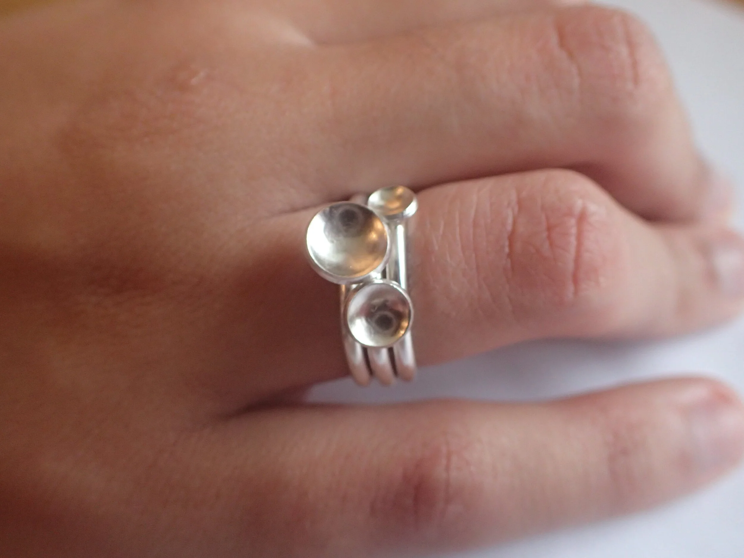"Bubble" stacking rings, Sterling silver