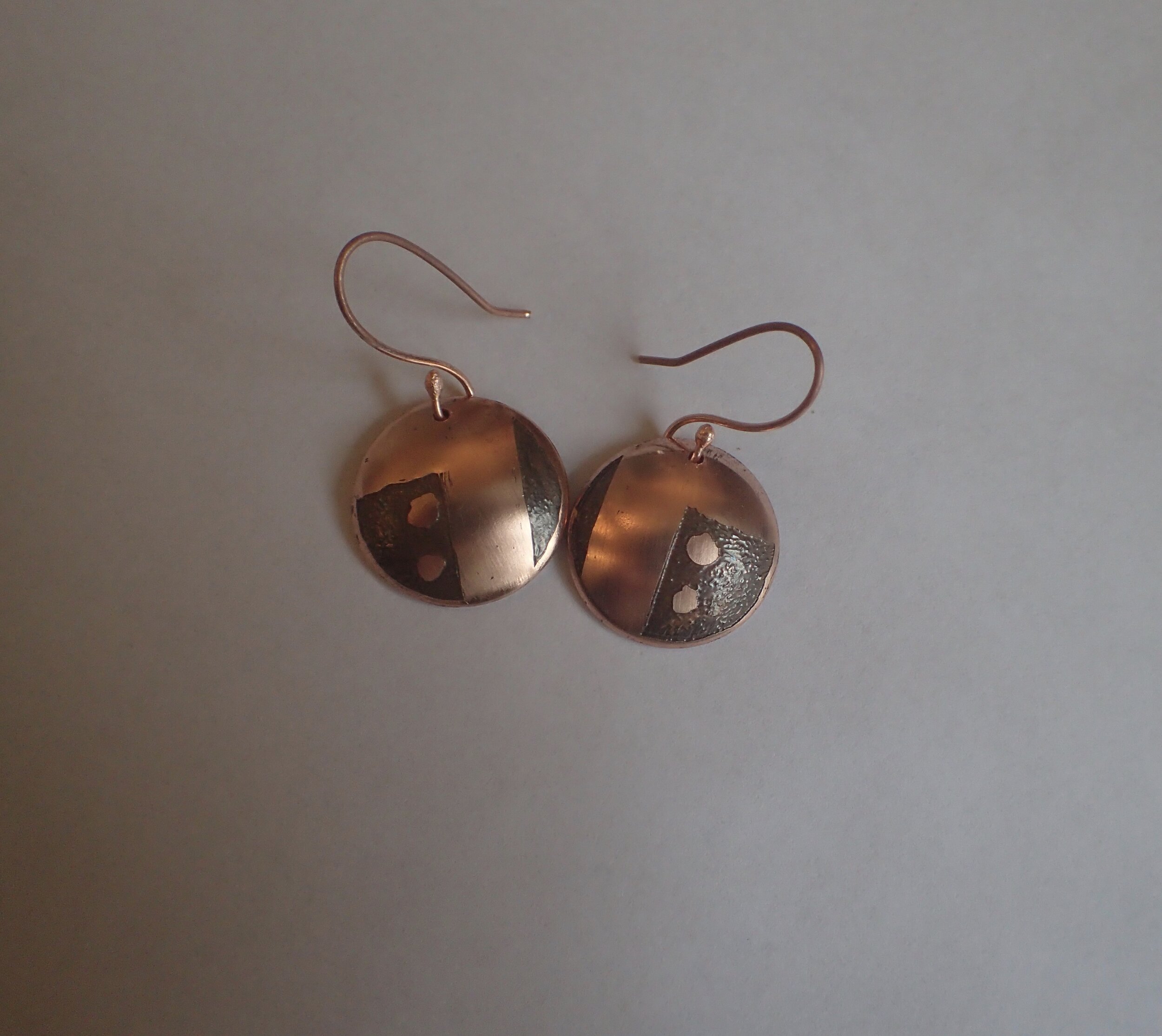 Etched copper earrings