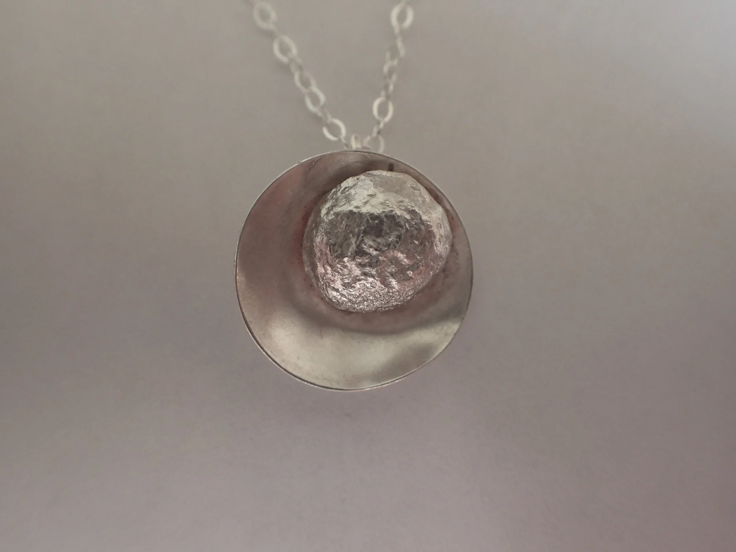 Moon in Orbit pendant. Sterling silver