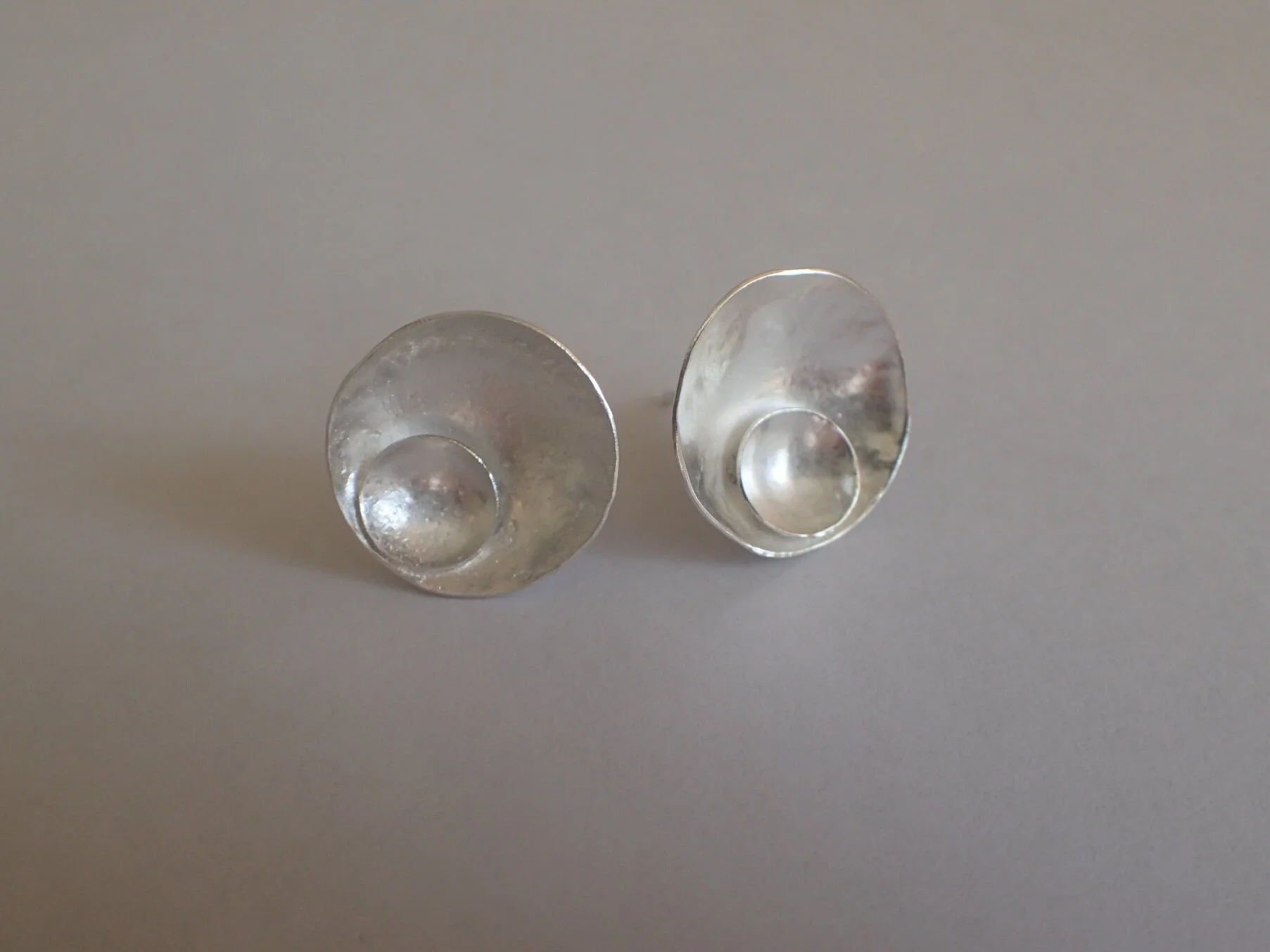 Moon in Orbit, sterling silver studs.